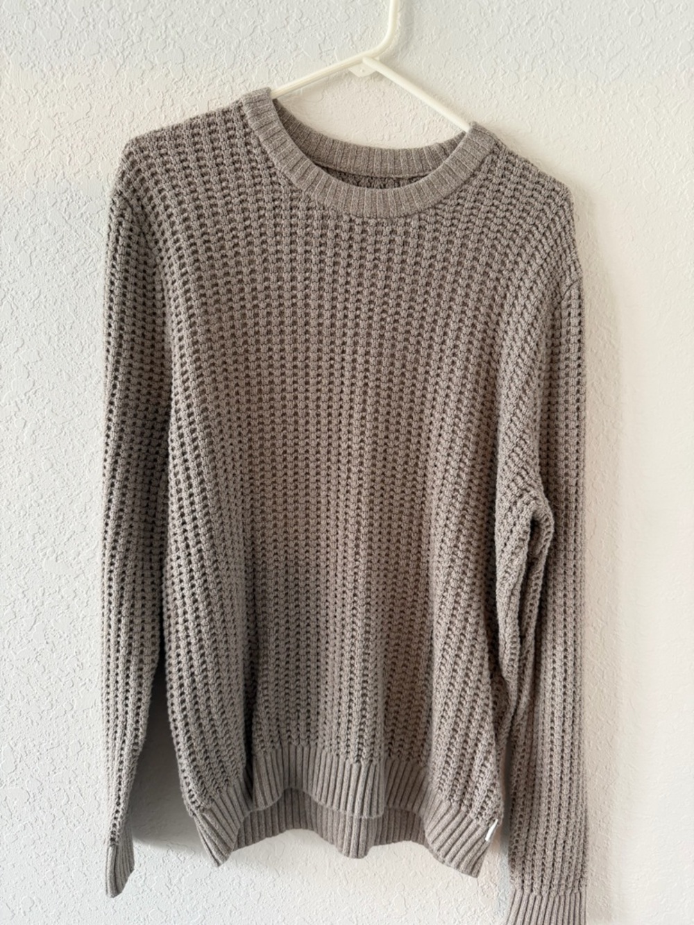 Hollister Taupe Crewneck Waffle Knit Sweater